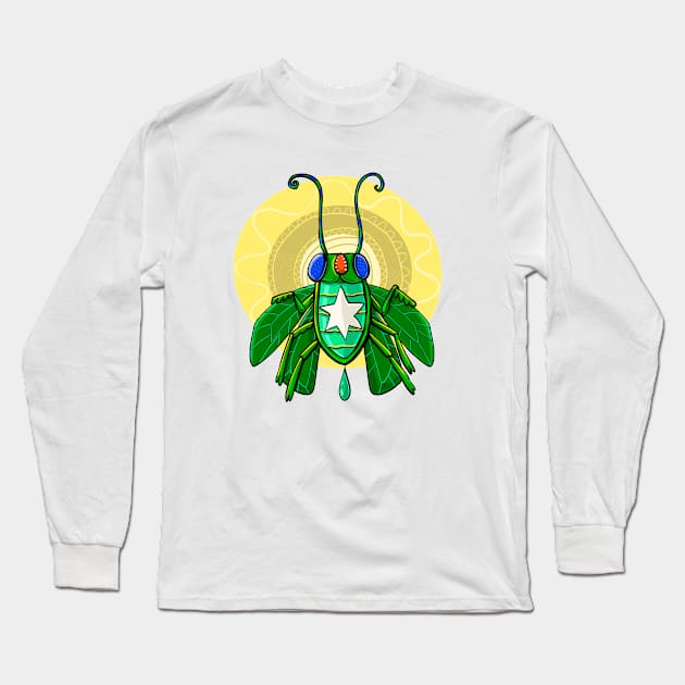 green scarab beetle with a golden disc Long Sleeve T-Shirt by duxpavlic